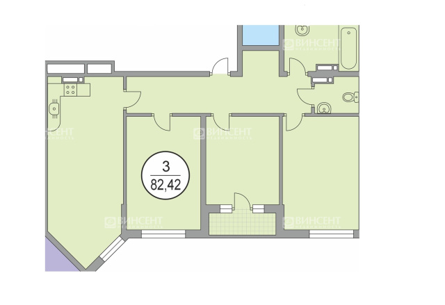 Трех-комнатная квартира в ЖК Светский лес